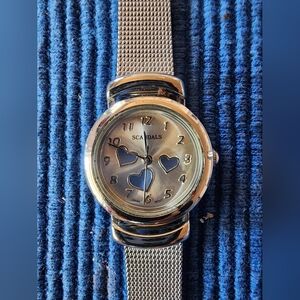 3 Hearts With A Silver Mesh Strap Watch